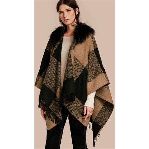 burberry poncho cape sale|Burberry fur trimmed poncho.